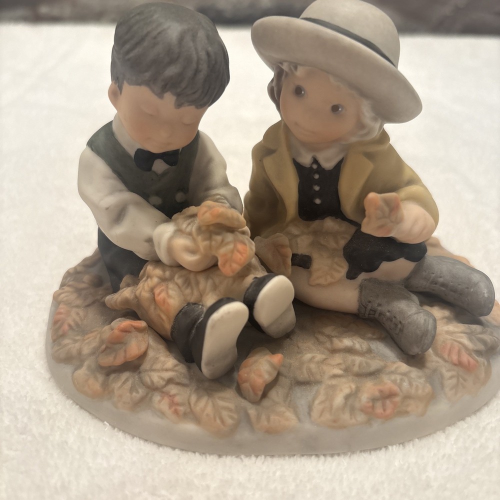 VTG Enesco Alaska Momma Boy Girl Thank Heaven I Found You Autumn Fall Leaves